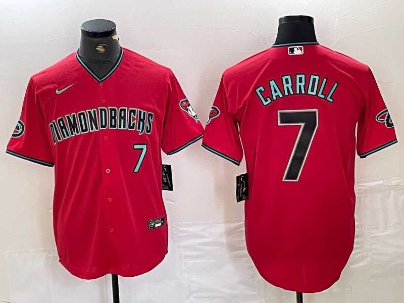 Mens Arizona Diamondbacks #7 Corbin Carroll Red 2024 Cool Base Stitched Baseball Jersey